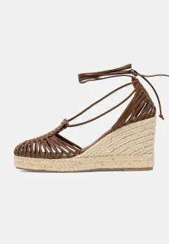 Weekend Max Mara espadrile de piele QUIRINO culoarea maro, toc pana, 2515521115600 imagine