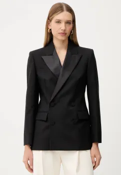 Weekend Max Mara geaca de lana BRIGIDA culoarea negru, cu doua randuri de nasturi, uni, 2525046013600 imagine