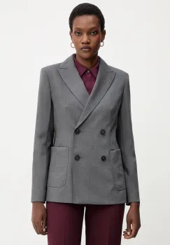 Weekend Max Mara geaca de lana ORNATI culoarea gri, cu doua randuri de nasturi, uni, 2525046012600 imagine