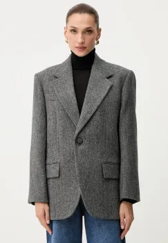Weekend Max Mara geaca de lana TRONTO culoarea gri, un singur rand de nasturi, melanj, 2525046042600 imagine