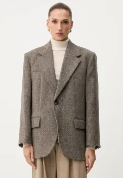 Weekend Max Mara geaca de lana TRONTO culoarea maro, un singur rand de nasturi, melanj, 2525046042600 imagine