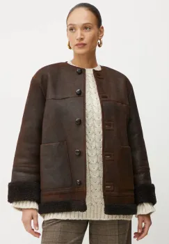 Weekend Max Mara geaca de piele femei, culoarea maro, de tranzitie, 2425416013600 imagine