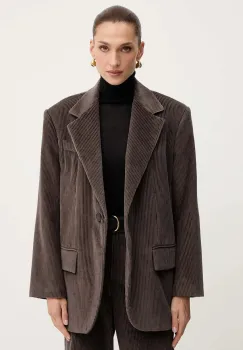 Weekend Max Mara geaca din velur FORMIA culoarea maro, un singur rand de nasturi, uni, 2525046052600 imagine