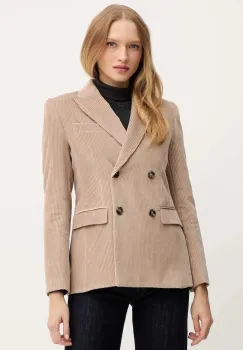 Weekend Max Mara geaca din velur KATANGA culoarea bej, cu doua randuri de nasturi, uni, 2525046062600 imagine