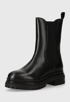 Weekend Max Mara ghete chelsea de piele LIVREA femei, culoarea negru, cu platforma, 2425796034600 imagine