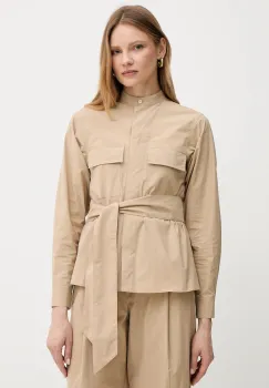 Weekend Max Mara jacheta de camasa din bumbac culoarea bej, de tranzitie, 2515041013600 imagine
