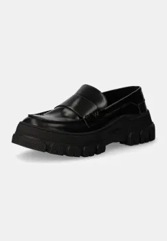 Weekend Max Mara mocasini de piele CONERO femei, culoarea negru, cu toc plat, 2425526015600 imagine