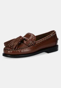 Weekend Max Mara mocasini de piele WEEKENDAN femei, culoarea maro, cu toc plat, 2515521014600 imagine
