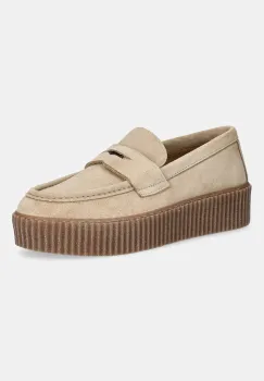Weekend Max Mara mocasini din piele intoarsa Kapokloafer culoarea bej, cu platforma, 2525526054600 imagine