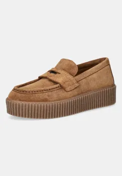 Weekend Max Mara mocasini din piele intoarsa Kapokloafer culoarea maro, cu platforma, 2525526054600 imagine