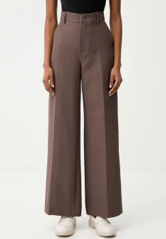 Weekend Max Mara pantaloni BALLO culoarea maro, lat, high waist, 2525136151600 imagine
