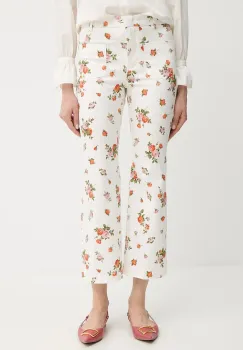 Weekend Max Mara pantaloni culoarea bej, evazati, high waist, 2515131023600 imagine