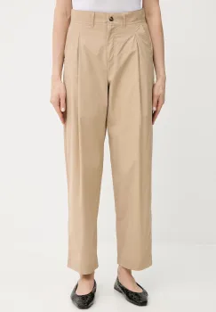 Weekend Max Mara pantaloni de bumbac culoarea bej, drept, high waist, 2515131013600 imagine