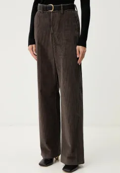 Weekend Max Mara pantaloni de catifea cord TANIA culoarea maro, drept, high waist, 2525136092600 imagine