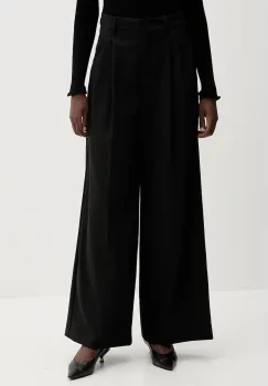 Weekend Max Mara pantaloni de lana ADELFI culoarea negru, lat, high waist, 2525136072600 imagine