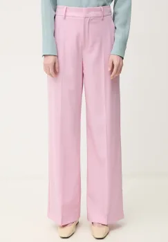 Weekend Max Mara pantaloni de lana femei, culoarea violet, lat, high waist, 2515131041600 imagine