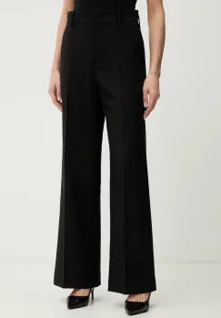 Weekend Max Mara pantaloni de lana VISIVO culoarea negru, drept, high waist, 2615131041600 imagine