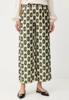 Weekend Max Mara pantaloni de matase FIBBIA culoarea verde, drept, high waist, 2525136142600 imagine