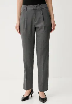 Weekend Max Mara pantaloni din lana CALDAIA culoarea gri, fason chinos, high waist, 2525136152600 imagine