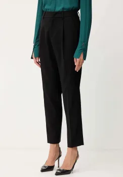 Weekend Max Mara pantaloni din lana CALDAIA culoarea negru, fason chinos, high waist, 2525136152600 imagine