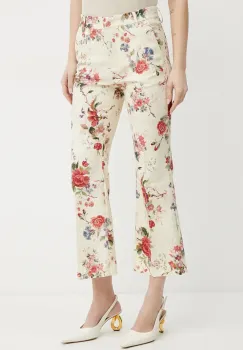 Weekend Max Mara pantaloni femei, culoarea bej, evazati, medium waist, 2515131122600 imagine