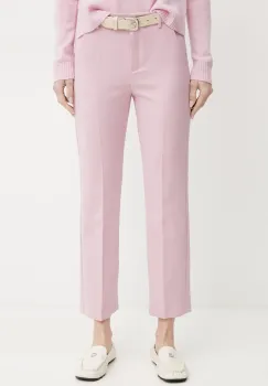 Weekend Max Mara pantaloni femei, culoarea roz, drept, high waist, 2515131031600 imagine