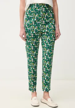 Weekend Max Mara pantaloni femei, culoarea verde, fason tigareta, high waist, 2515131016600 imagine