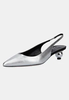 Weekend Max Mara pantofi de piele GALLICO culoarea argintiu, cu toc drept, cu toc deschis, 2515521034600 imagine