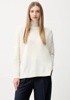 Weekend Max Mara pulover de lana BORGIA culoarea bej, cu guler, 2525366112600 imagine