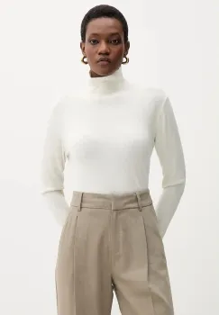 Weekend Max Mara pulover de matase KIKU culoarea bej, light, cu guler, 2525366012600 imagine