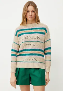 Weekend Max Mara pulover femei, culoarea bej, calduros, 2515361211600 imagine