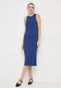 Weekend Max Mara rochie culoarea albastru marin, midi, drept imagine