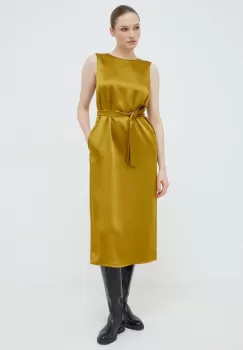 Weekend Max Mara rochie culoarea galben, midi, drept imagine