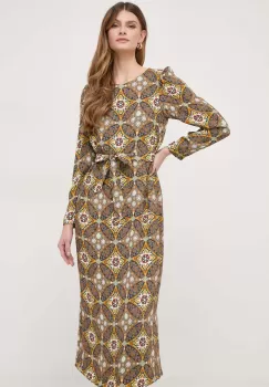 Weekend Max Mara rochie culoarea galben, midi, evazati imagine