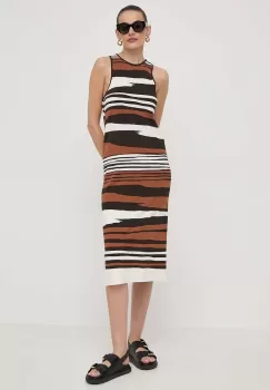 Weekend Max Mara rochie culoarea maro, midi, drept imagine