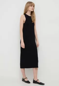 Weekend Max Mara rochie culoarea negru, midi, drept imagine