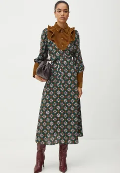 Weekend Max Mara rochie de matase midi, evazati, 2425226026600 imagine