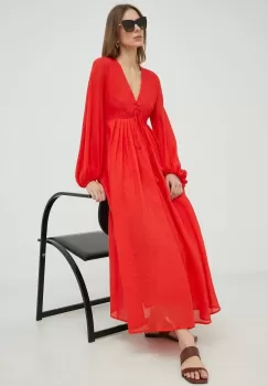Weekend Max Mara rochie din amestec de in culoarea rosu, maxi, evazati imagine