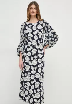 Weekend Max Mara rochie din amestec de matase culoarea albastru marin, maxi, drept imagine
