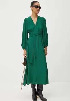Weekend Max Mara rochie din amestec de matase culoarea verde, maxi, evazati, 2425226021600 imagine