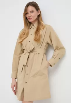 Weekend Max Mara rochie din bumbac culoarea bej, mini, drept imagine