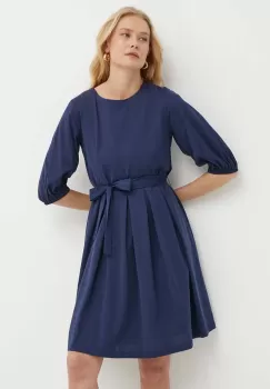 Weekend Max Mara rochie din bumbac culoarea bleumarin, mini, evazati, 2415621072600 2415620000000 imagine