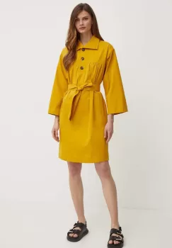 Weekend Max Mara rochie din bumbac culoarea galben, mini, oversize, 2415221023600 imagine