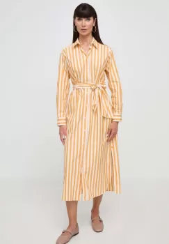 Weekend Max Mara rochie din bumbac culoarea portocaliu, midi, drept 2415220000000 imagine