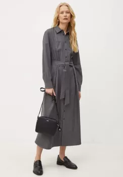 Weekend Max Mara rochie din lana culoarea gri, midi, evazati, 2425226042600 imagine