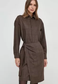 Weekend Max Mara rochie din lana culoarea maro, mini, evazati imagine