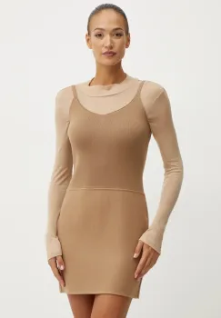 Weekend Max Mara rochie din lana Joyroad by Lucy Hale culoarea maro, mini, evazati, 2425226016600 imagine