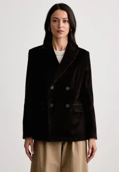 Weekend Max Mara  sacou cu doua randuri de nasturi pentru femei din catifea reiata WKDKATANGA imagine