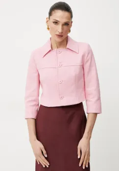 Weekend Max Mara sacou din bumbac culoarea roz, un singur rand de nasturi, uni, 2515041016600 imagine
