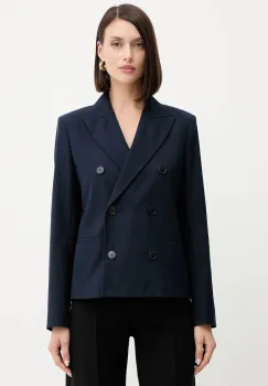 Weekend Max Mara sacou din bumbac TAPPETO culoarea bleumarin, cu doua randuri de nasturi, uni, 2525046061600 imagine